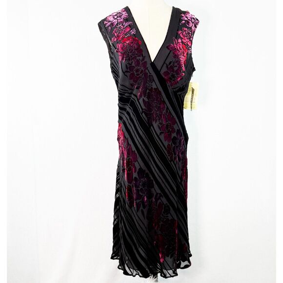 Y2K | NWT | Vintage Lord & Taylor Black Jewel Burnout Flora Bias Whimsygoth - Picture 1 of 11